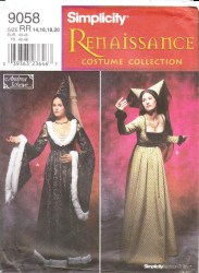9058 MCCALLS MEDIEVAL /RENNAISANCE COSTUME DRESS, POINT HAT PATTERN 6-12